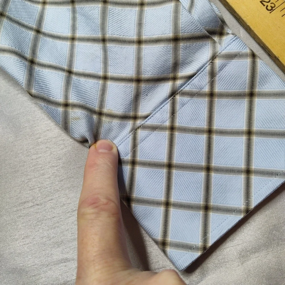 Banana Republic Men Large (16-16.5) Blue Diagonal‎ Check Cotton Button Shirt